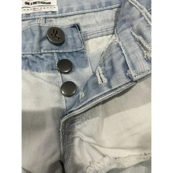 One Teaspoon Bonitas Low Waist Medium Rise Raw Curved Hem Size 26 Button Fly - Picture 6 of 8